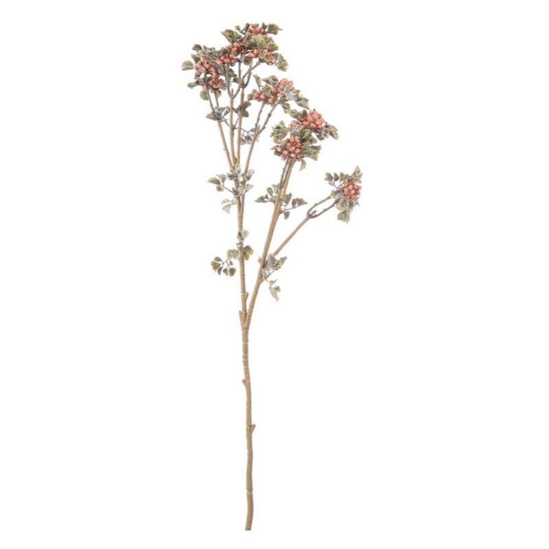 Ramo con foglie verdi e bacche rosa, perfetto per autunno e inverno